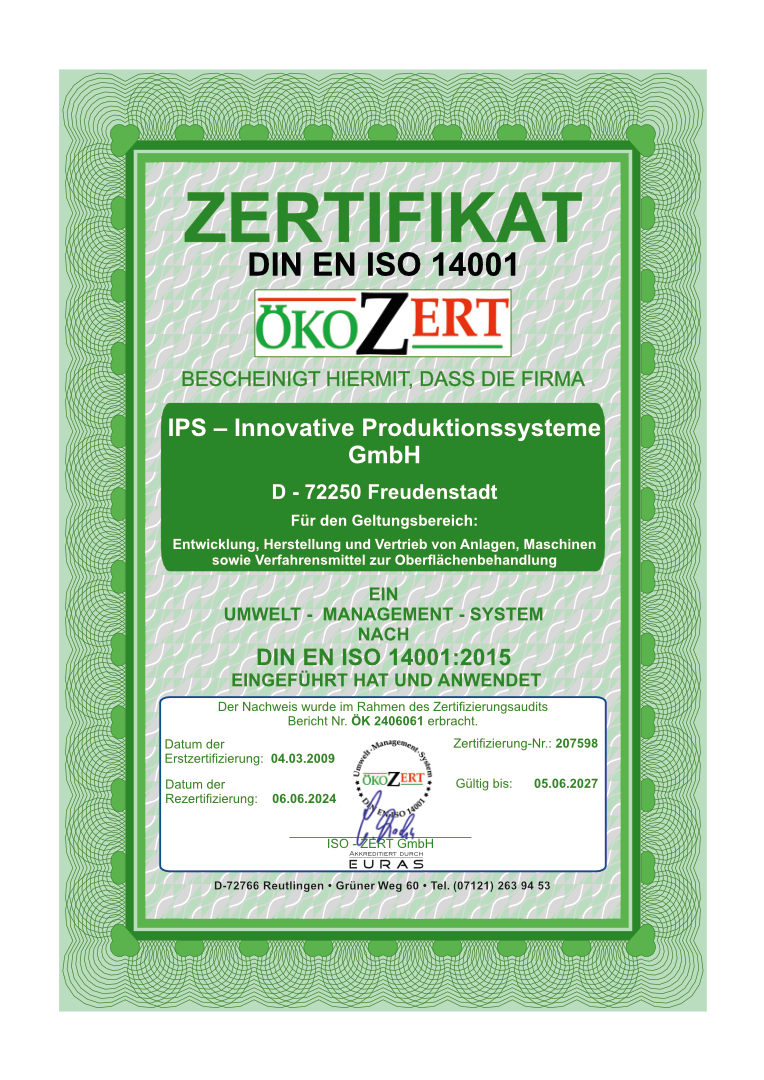 Zertifikat DIN EN ISO 14001