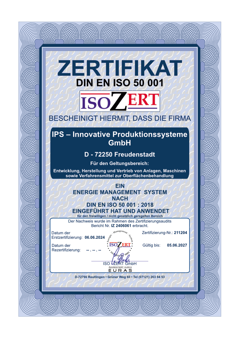Certificate DIN EN ISO 50 001