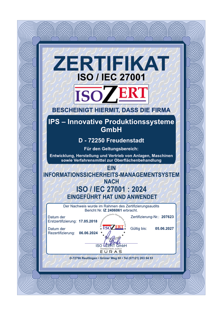 Certificate ISO - IEC 27001